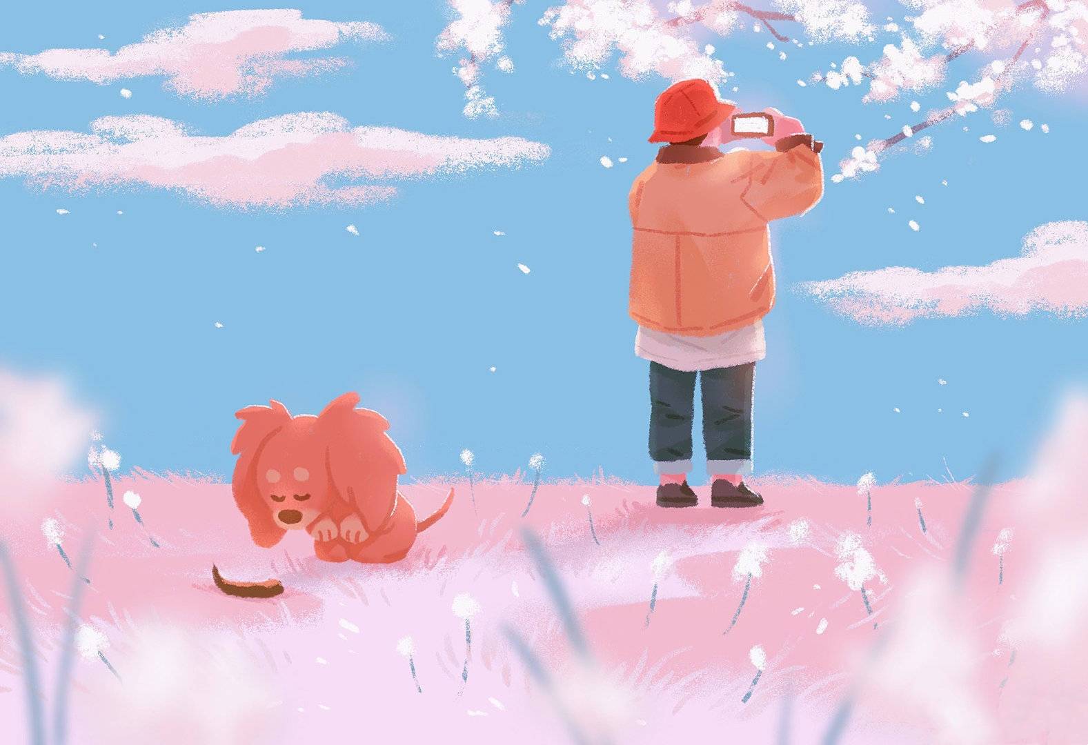 画师eomgogi笔下插画以情侣日常为主题暖色调治愈配色美好时光