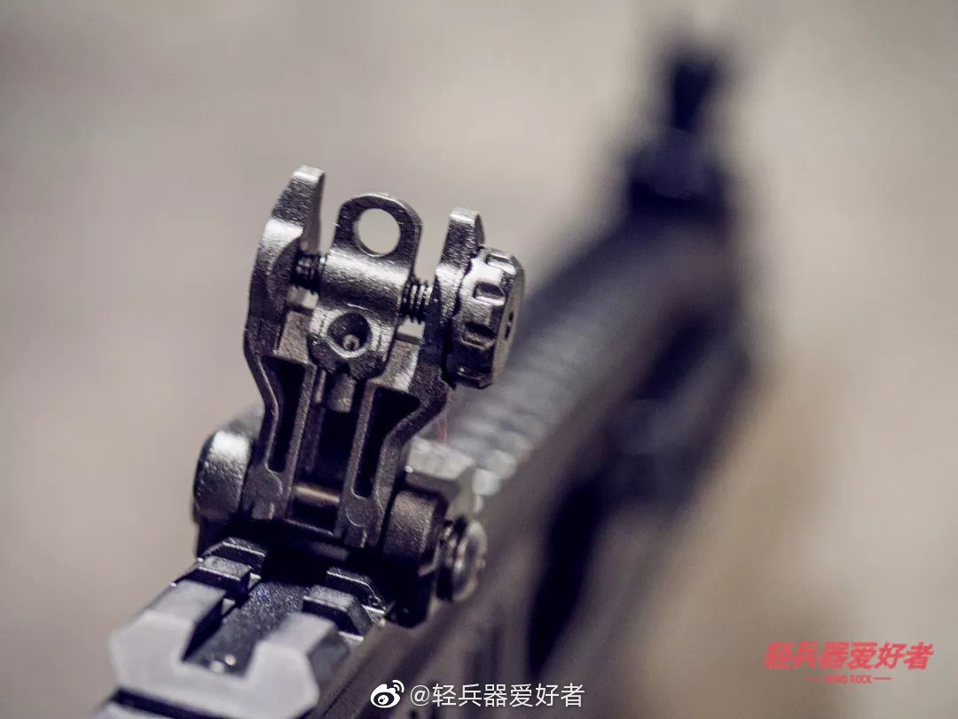 翻转式觇孔照门,有一大一小两个觇孔同样采用翻转式设计的准星,有半