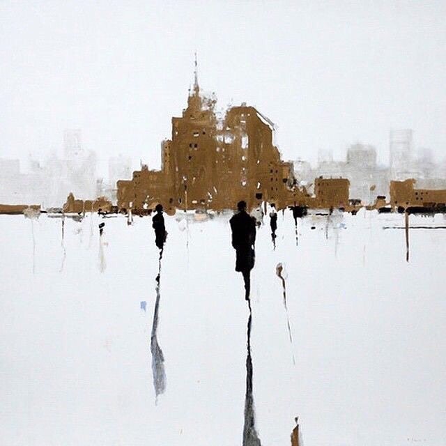 来自插画师 geoffrey johnson 油画街景作品,有种孤独的感觉.