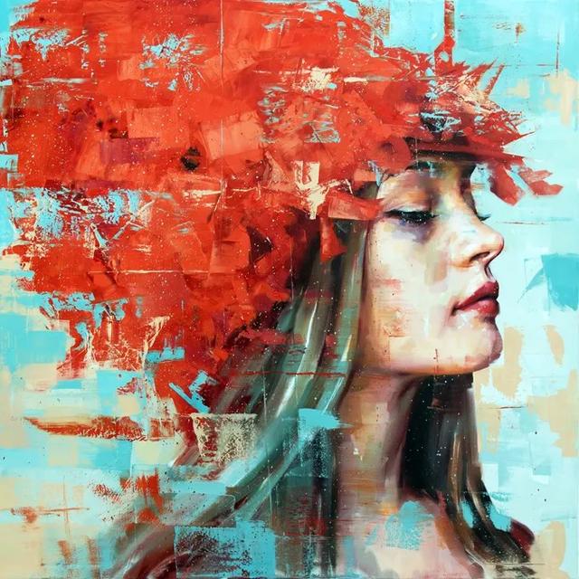 色彩斑驳意大利画家西尔维奥的巨型肖像油画欣赏