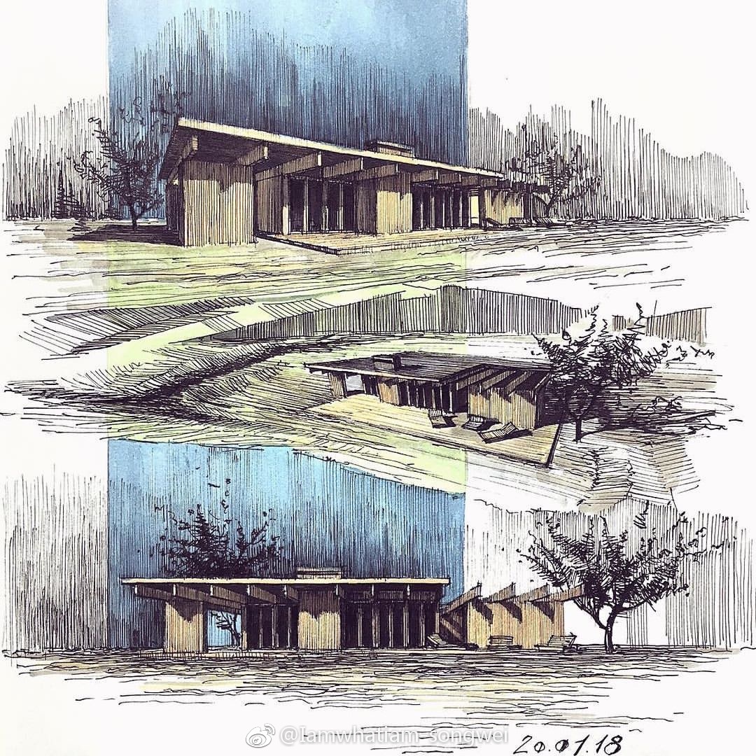 建筑设计马克笔手绘|马克笔_新浪新闻