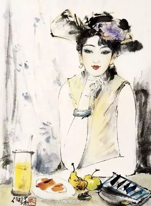 白伯骅国画人物现代女性作品欣赏-1