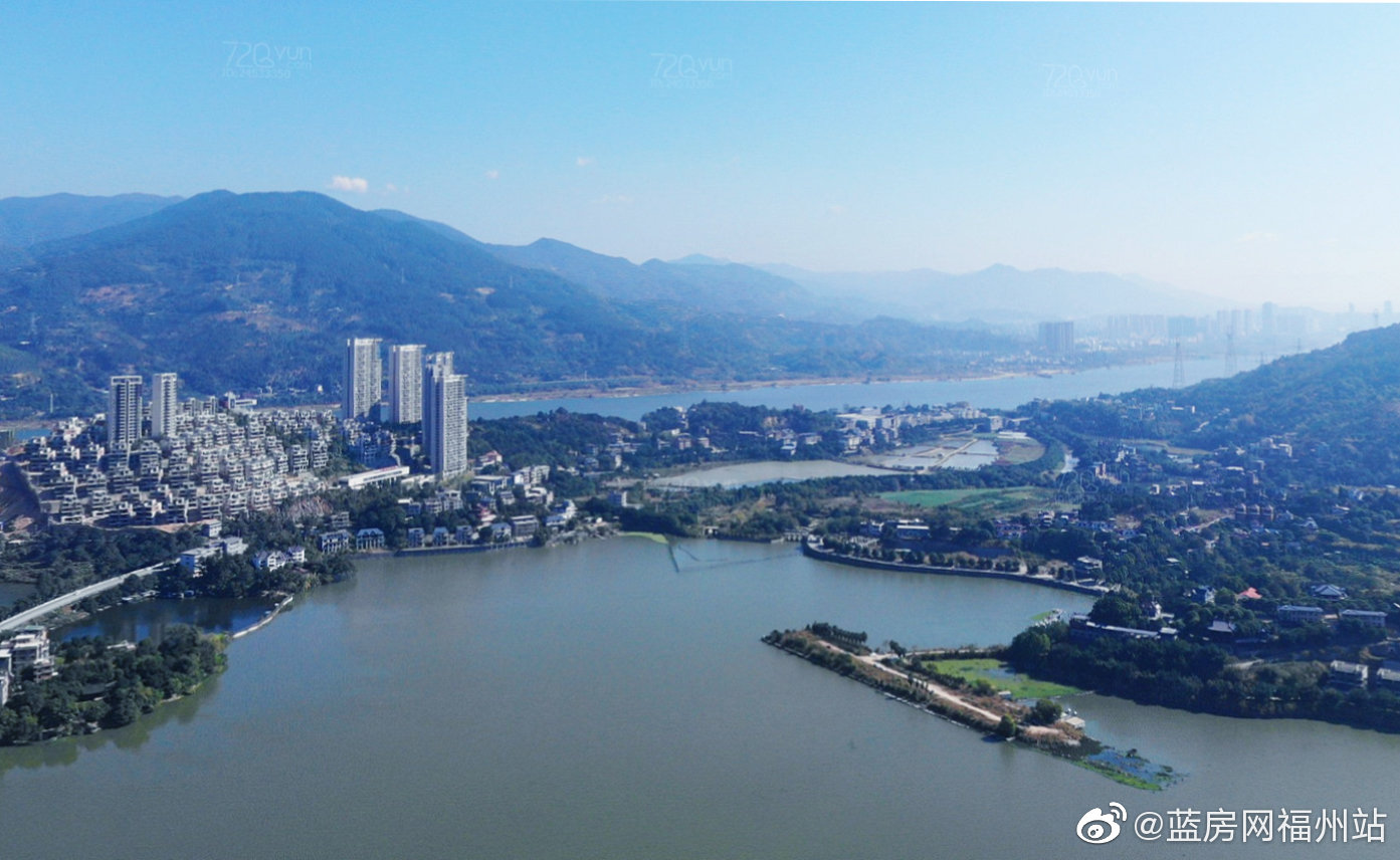 航拍闽侯竹岐金水湖,数栋湖畔高层崛起