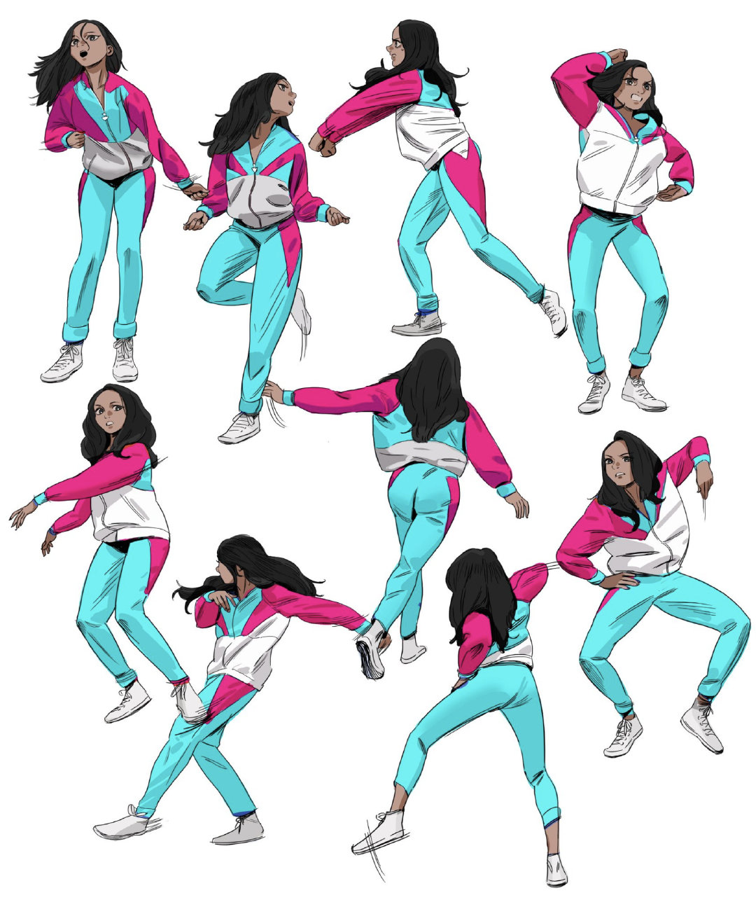 一组动感人物姿势,绘制角色动作和形体时用得到