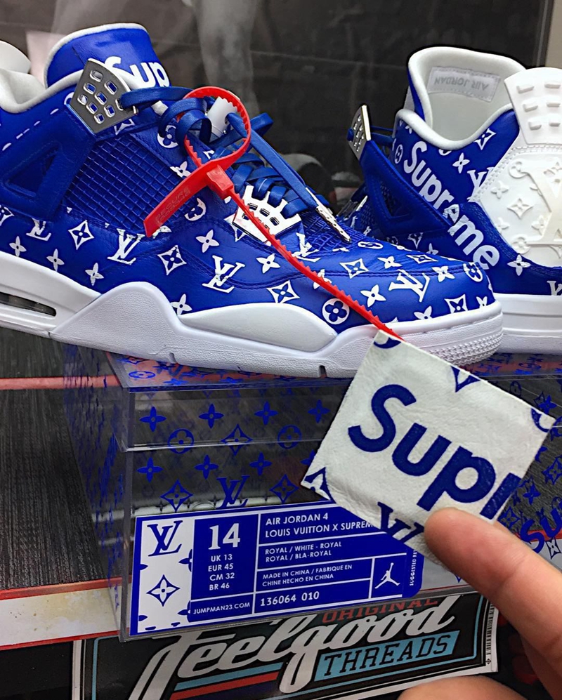 lv 又联名 supreme?哈达威上脚的这双 aj4 看着就不便宜!