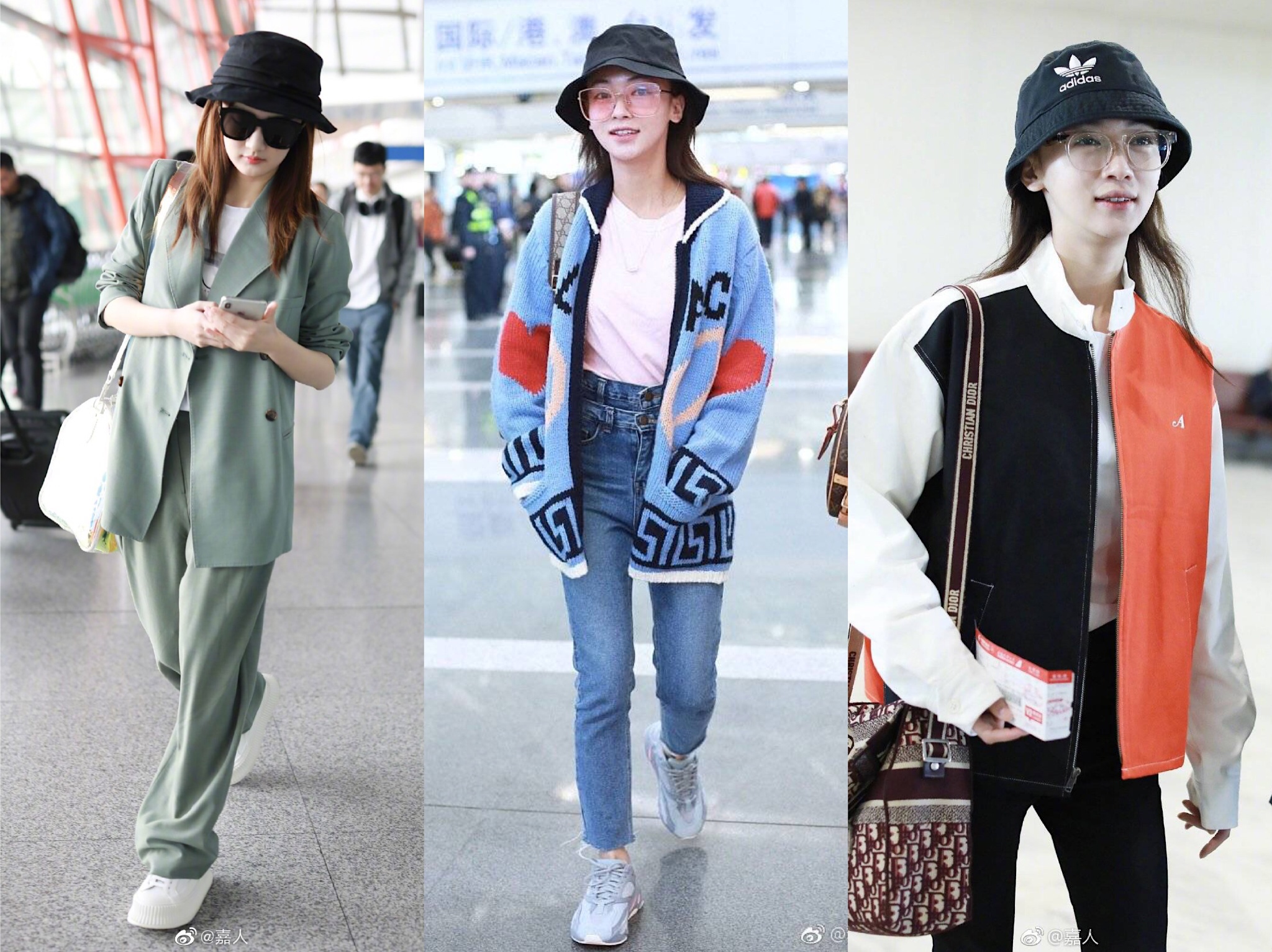 图片来源/嘉人marieclaire官方微博截图,新浪时尚街拍官方微博截图