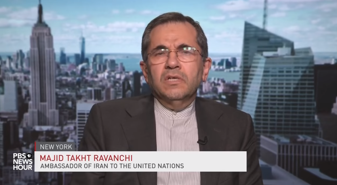 PBS采访伊朗驻联合国大使拉万奇，由于两国不建交，因此这位大使驻美国担任一个沟通的角色，拉万奇大使因此也是美国媒体的常客