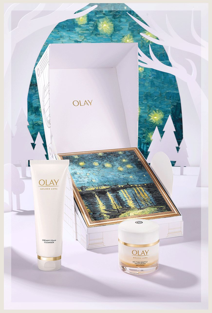 olay熬夜霜,小白瓶和空气霜分别在三款星光礼盒c位出道修复祛黄双效齐