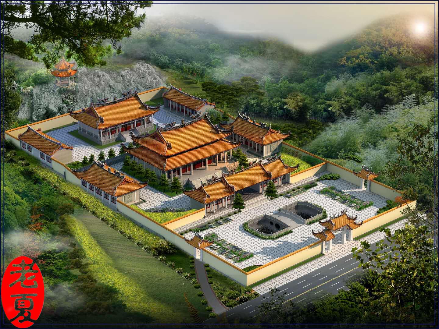 功德圆满!寺庙规划设计,寺庙效果图设计鸟瞰图!不留遗憾!