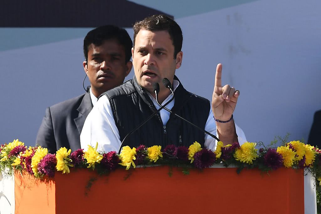 拉胡尔·甘地在党总部出席就职仪式&nbsp; @视觉中国