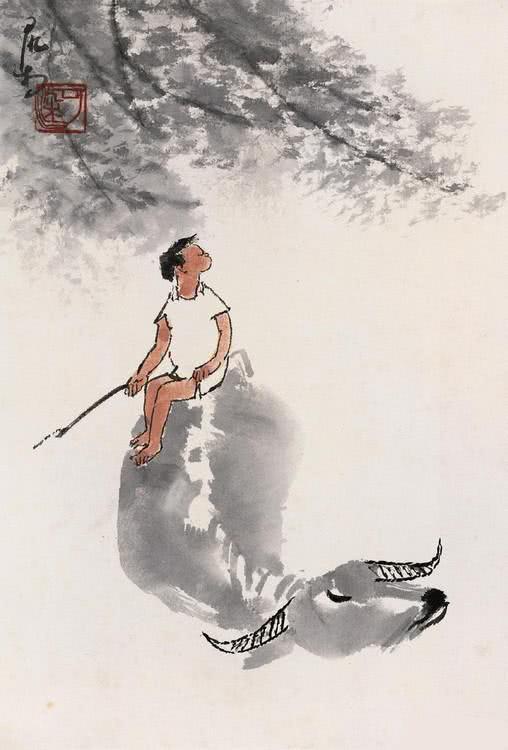 李可染画牧牛图齐白石加了11个字和2个印章价格翻了7倍