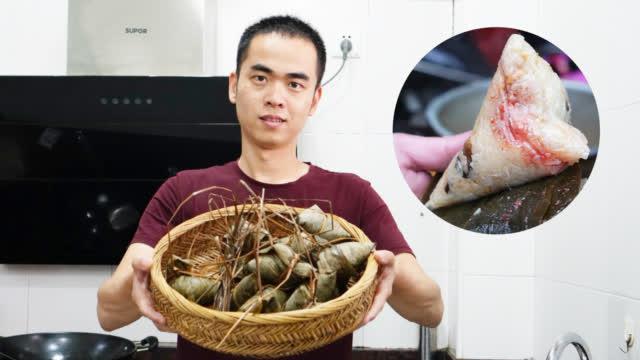 风味潮汕:双拼粽球,潮州山哥 妈妈慢动作演示粽子包法