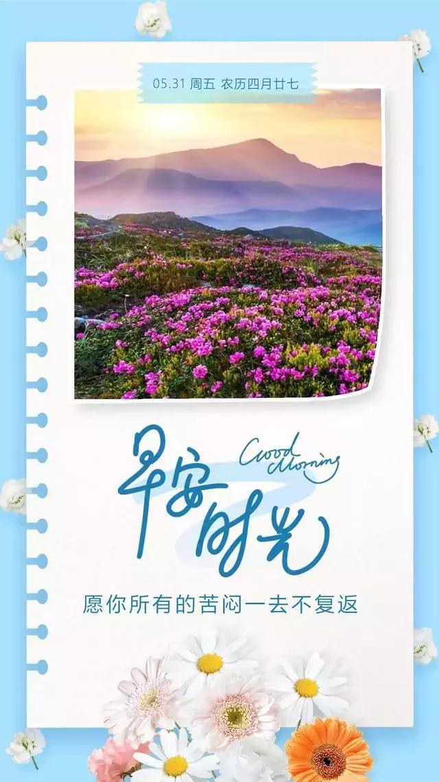 五月最后一天早安日签图片:努力一点,漂亮一点,阳光一点