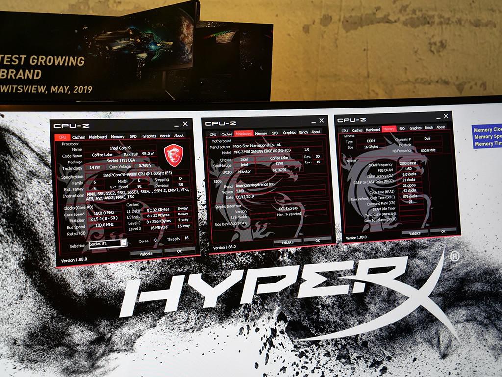 展位上展示的超到5000mhz的hyperx fury雷电条