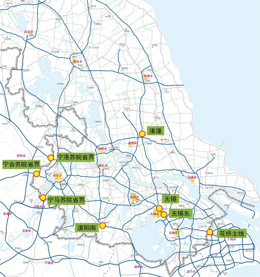 省内有g2京沪高速,g40沪陕高速等13处高速公路路段,节点施工,请注意