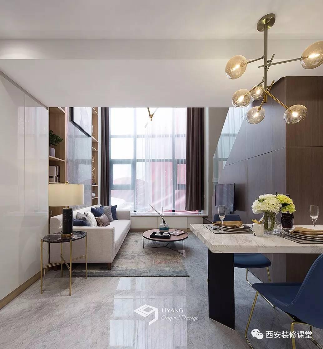 柜设计45平复式挑高,这才是公寓的装修典范▲进门右手就是厨房空间