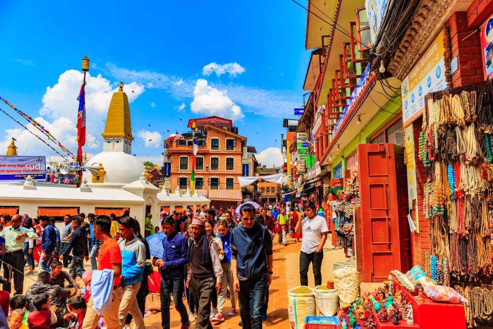 尼泊尔最古老的世界遗产博达哈大佛塔昔日边贸市场要道