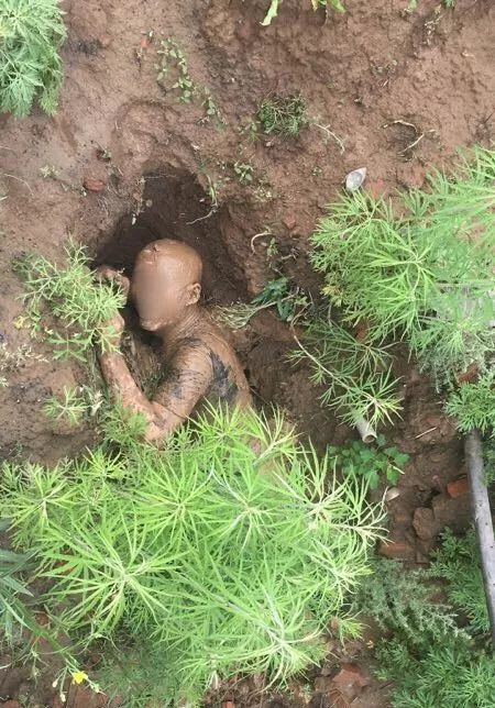 道里一砖厂6米深大坑里,惊现"泥巴人"!戏精附体吗?