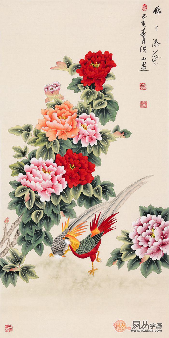 家里玄关画挂什么好,富贵国画牡丹图是首选