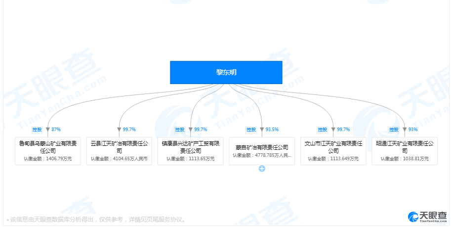 黎東明是多家公司實際控制人