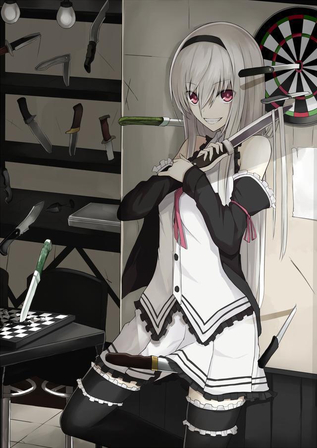 锋利而危险的美丽一组匕首与少女主题二次元女生头像