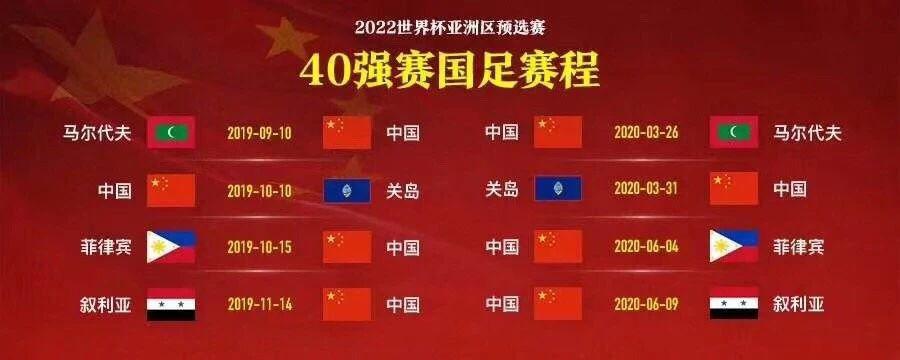 国足菲律宾马尔代夫同组,世界杯40强赛国足赛程出炉