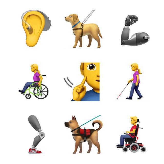 苹果emoji新增59个表情包含关爱残疾人士的表情
