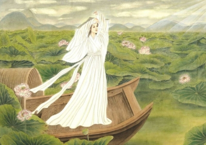采莲图.泛舟荷塘.《出水芙蓉图》(南宋)吴炳.