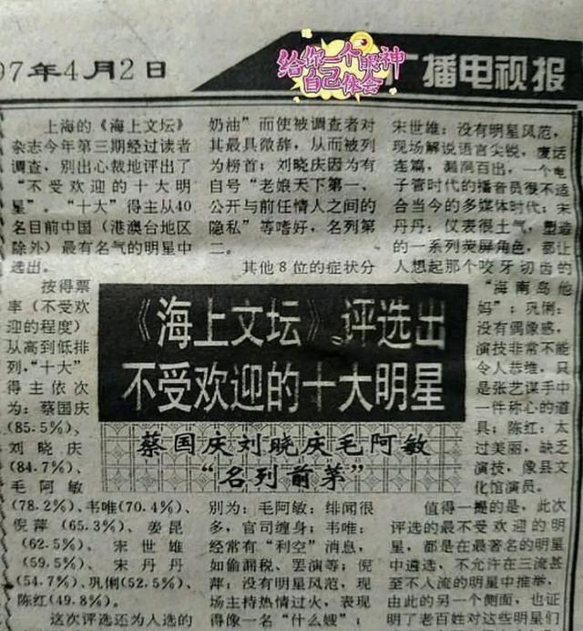 22年前最不受欢迎的10大明星,如今过半都成大腕,让人唏嘘不已