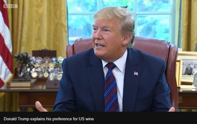 &ldquo;我一直更喜欢美国葡萄酒&rdquo;&nbsp; 图源：BBC视频截图