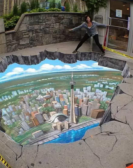 马路上的3d彩绘,让你看到眼花缭乱!