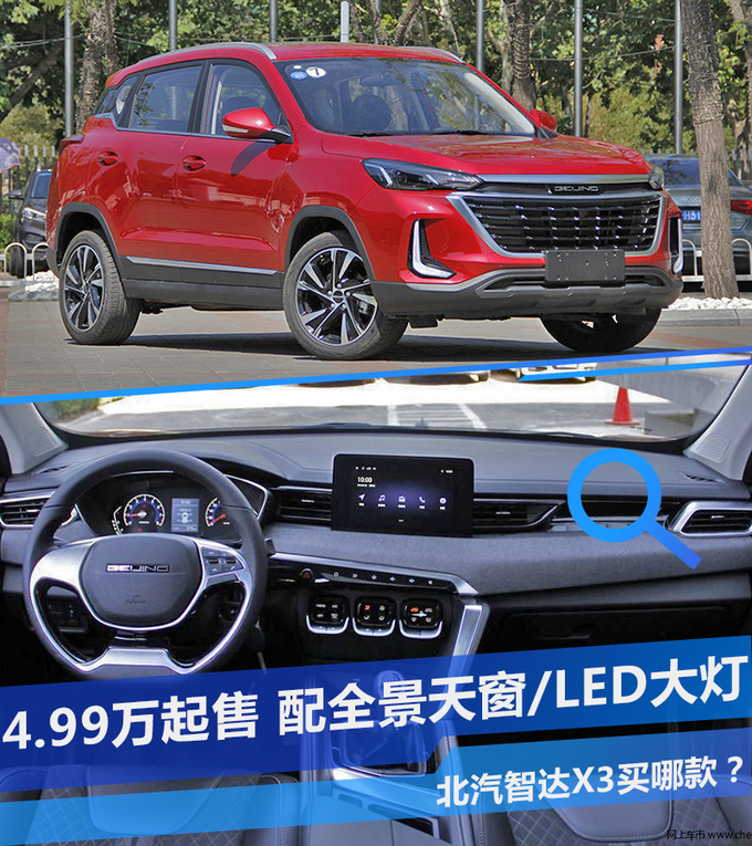 99万起售,配全景天窗/led大灯,北汽智达x3买哪款
