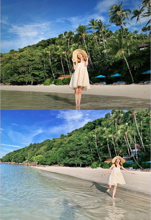 钟楚曦晒沙滩美照公主裙配草帽大秀美腿身材火辣堪称仙女本人