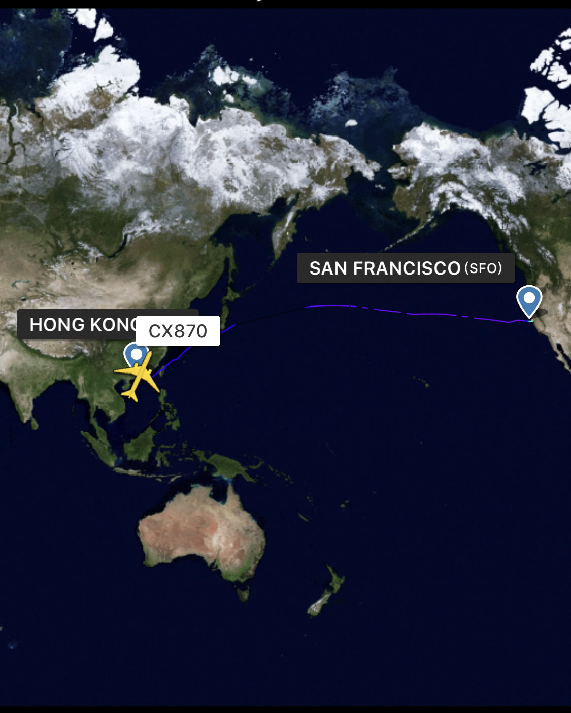 国泰从香港飞往北美时，可以利用季风走日本方向不经过中国飞行情报区