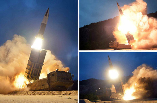 朝鲜最新试射的导弹采用了履带式底盘，每辆发射车可携带两枚导弹。朝鲜劳动新闻 图