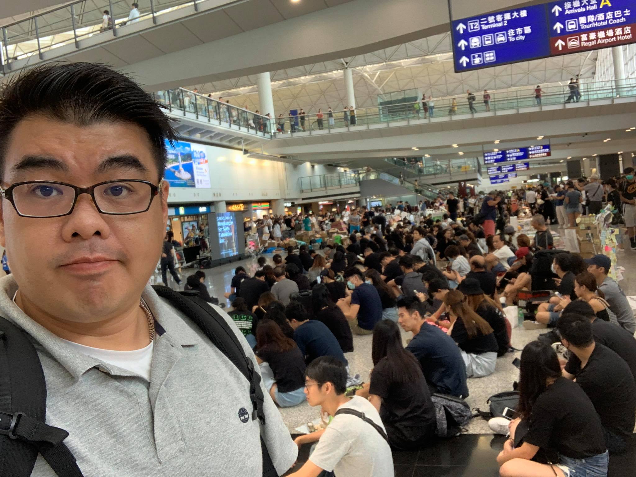  被澳门拒绝入境后不久，陈惠达又去了香港机场。（图自其社交媒体）