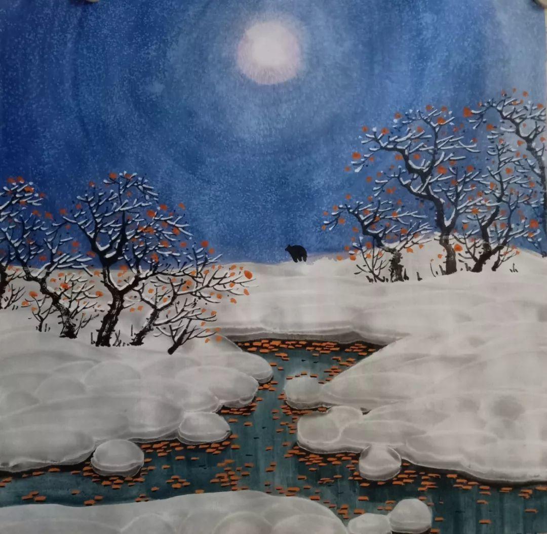 落雪红尘,美亦千年,他笔下的水墨冰雪画一幅更比一幅美