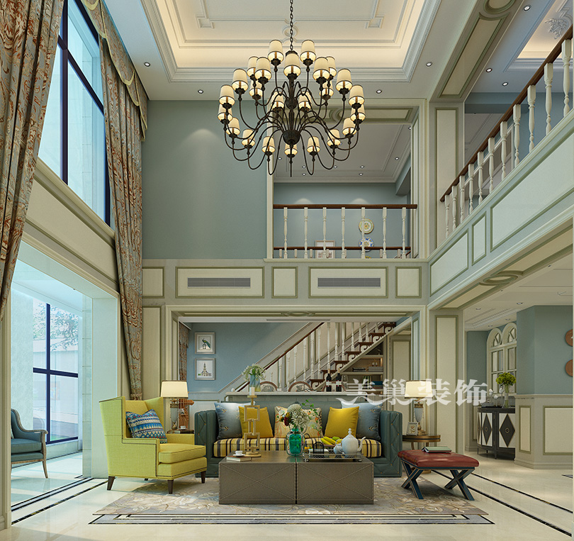 郑州有色地质家园洋房复式装修效果图美式乡村风的奢华与大气