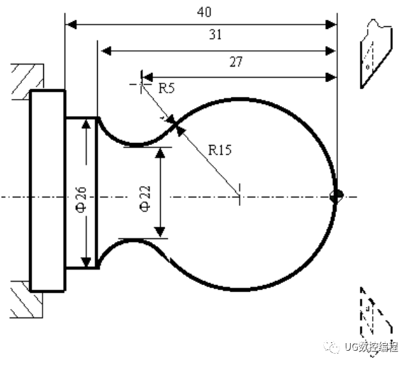 数控车床编程实例,刀具圆弧半径补偿g42数控编程