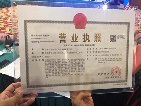 上海自贸区临港新片区001号企业使命光荣责任重大