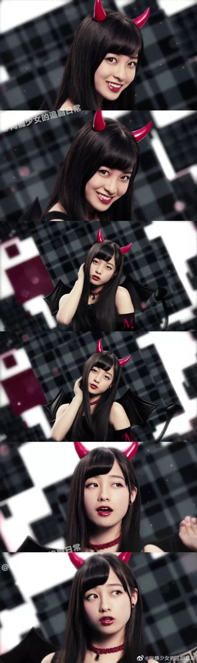 桥本环奈成熟风红唇造型也太好看了吧!小恶魔风格也好适合她呀