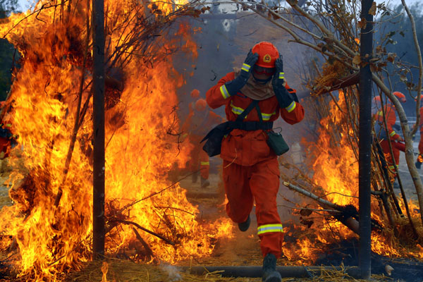 跃火墙,过火幕,穿火林 森林消防员心理行为训练惊心动魄