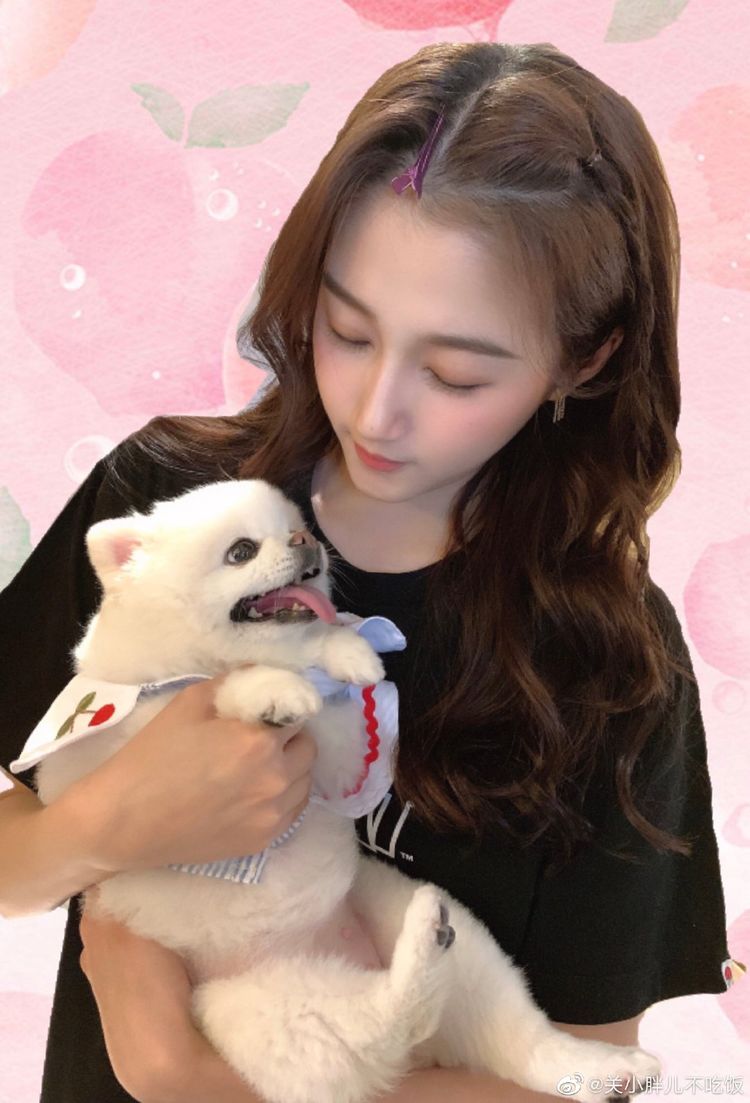 关晓彤晒爱犬近照,素颜出镜皮肤白皙红润状态极好