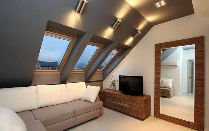 斜屋顶客厅装修效果图 创造时尚阁楼客厅