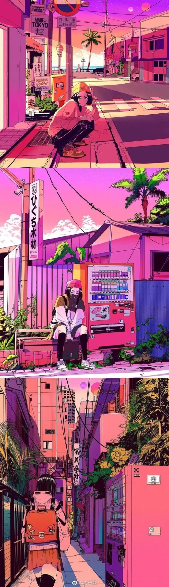 制服 武士刀少女!这画风也太酷了吧超喜欢!