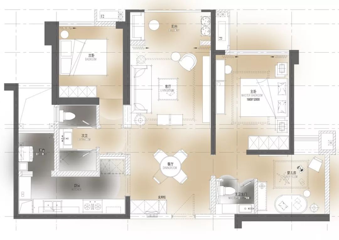 96㎡轻奢简欧风三居室，电视墙石材做背景，褪去繁复更格调！