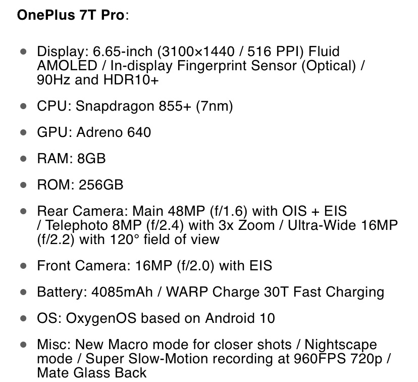 一加7系列更新安卓q底层系统,网友爆料一加7t系列详细参数!