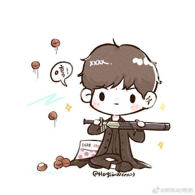 饭绘卡通侠士易烊千玺潇洒仗剑走天涯