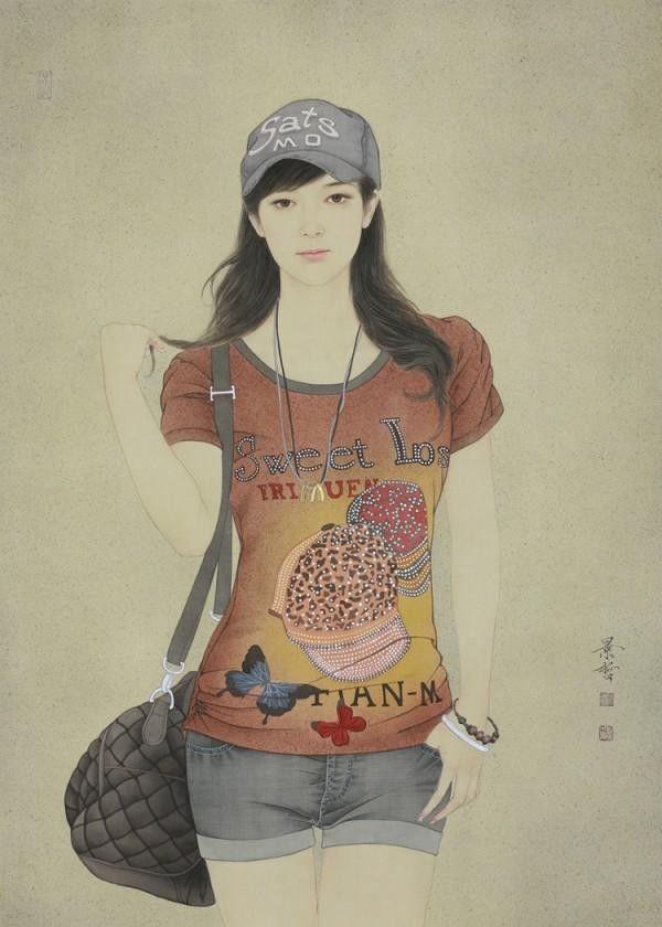 河北美术学院副院长崔景哲现代工笔人物画欣赏