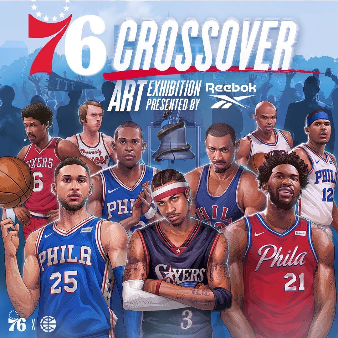 76人官方社媒晒队史球星卡通海报